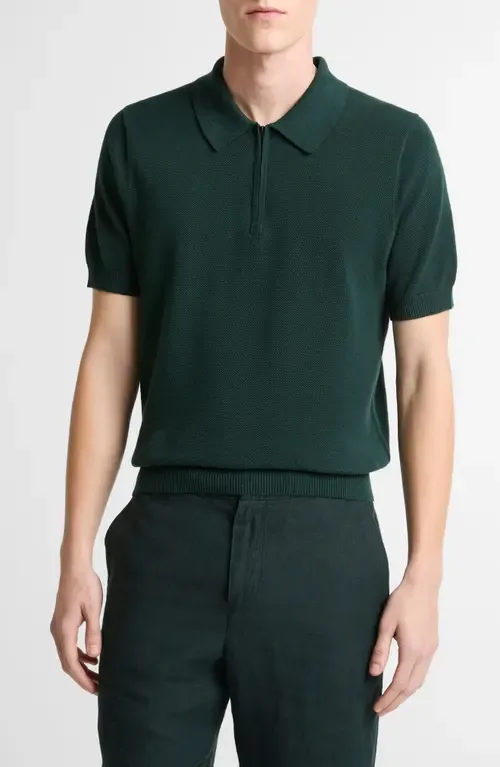 Piqué Zip Polo by Vince