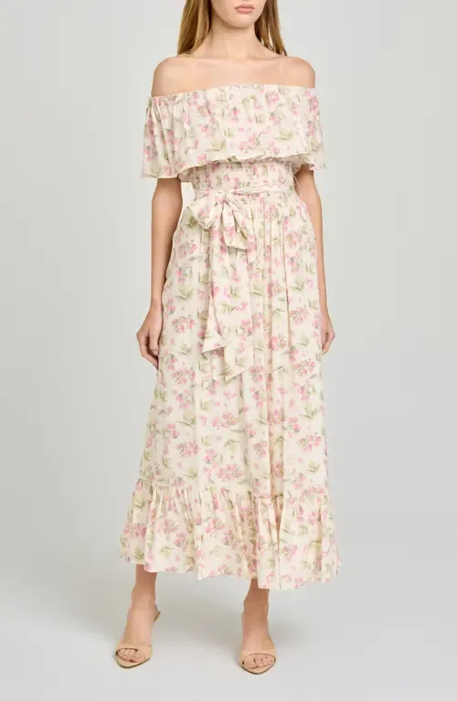 Indie Floral Off-the-Shoulder Dress by WAYF