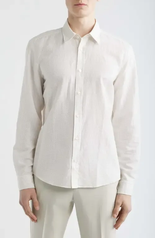 Liam Regular Fit Linen & Cotton Button-Up Shirt by BOSS