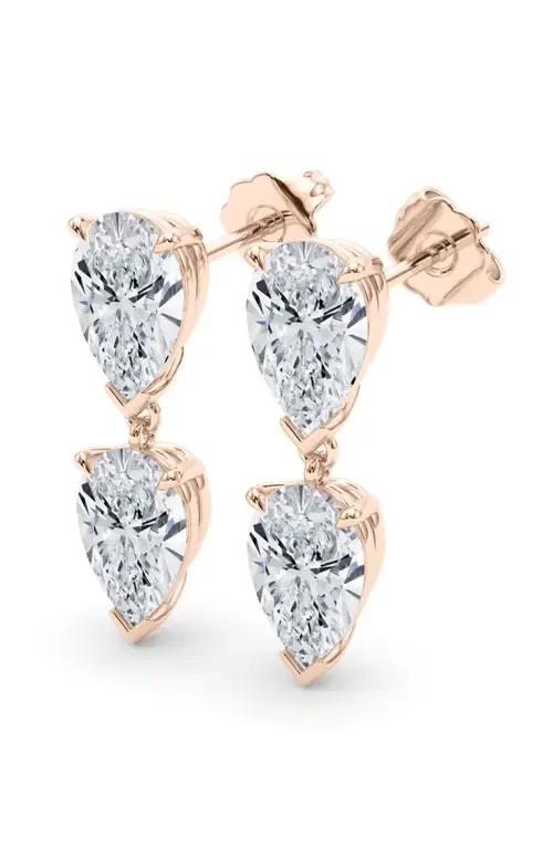 Lab Grown Diamond Twin Pear Cut Drop Earrings in 18K Rose Gold by HauteCarat