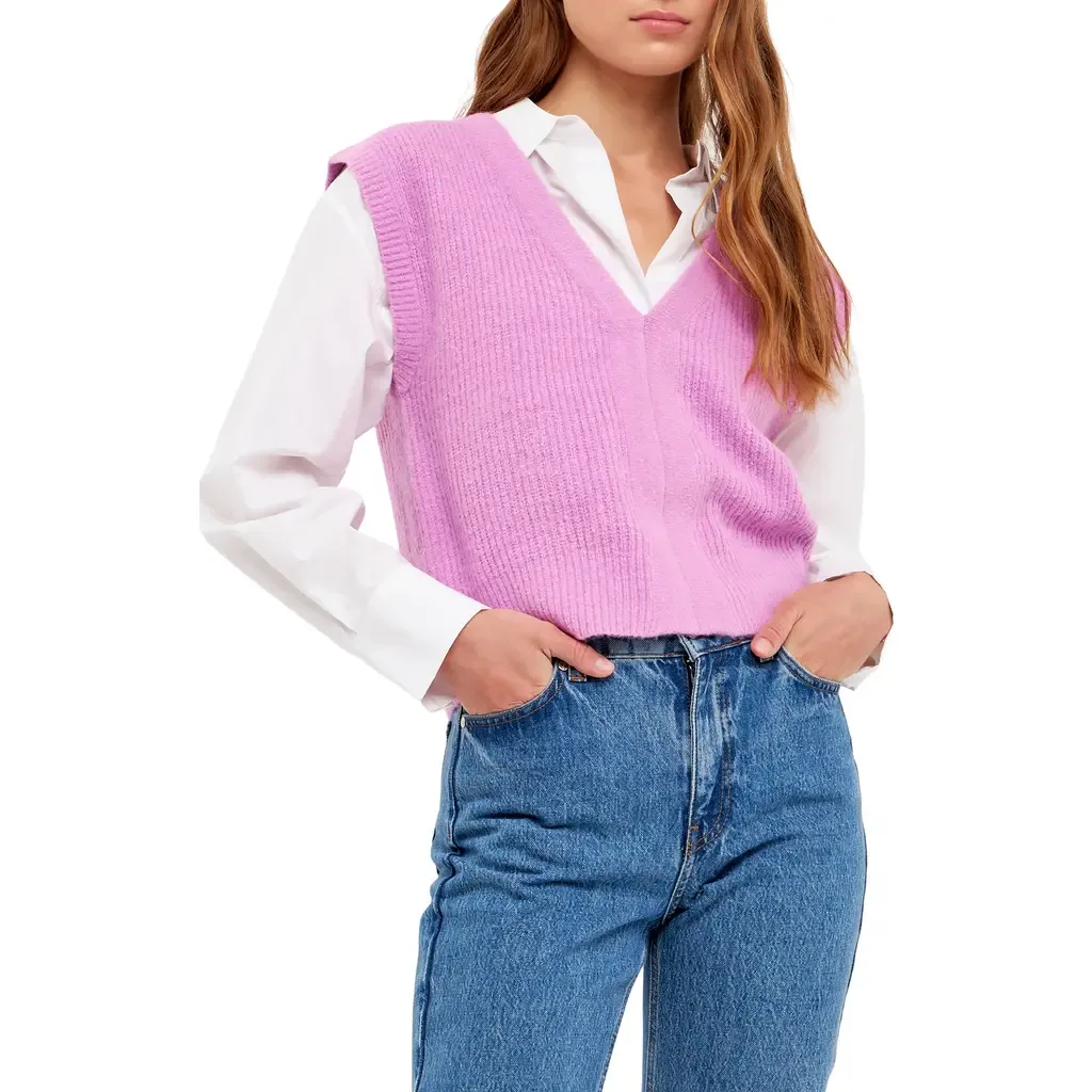 Rib Sweater Vest by English Factory