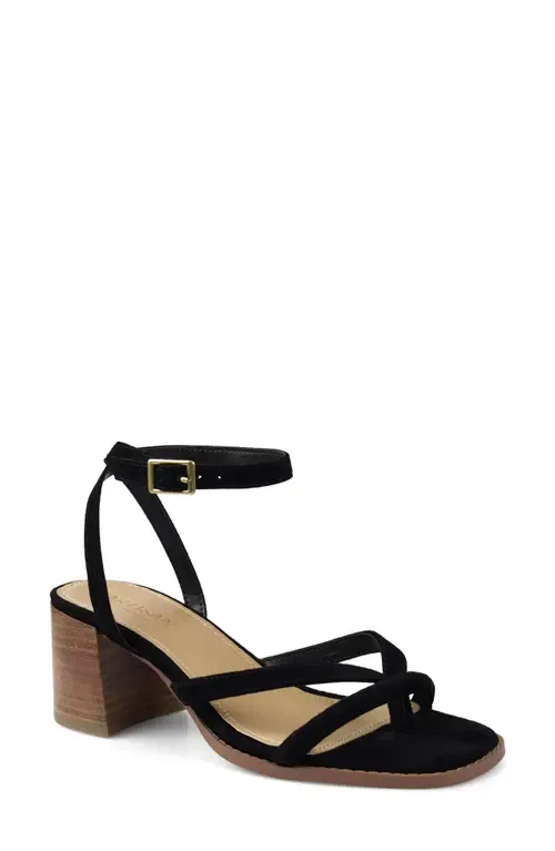 Dippy Block Heel Sandal in Black Suede