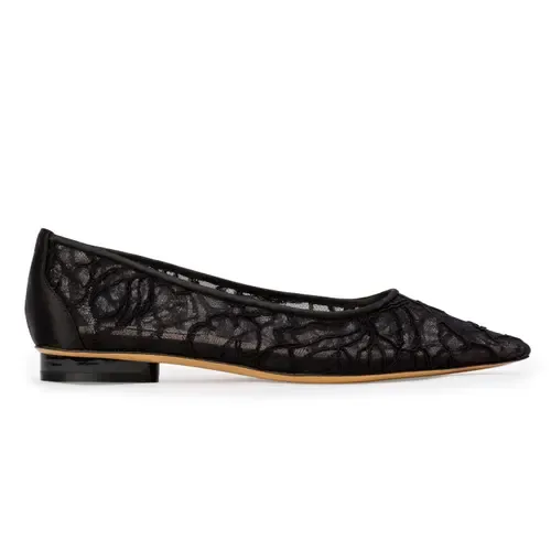 Jolie Flat in Black Lace by Anne Barge