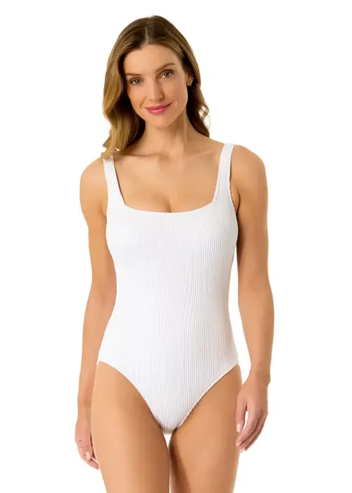 Textured Classic Square Neck One Piece Swimsuit by Anne Cole