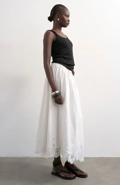 Lace Hem Cotton Maxi Skirt by Topshop