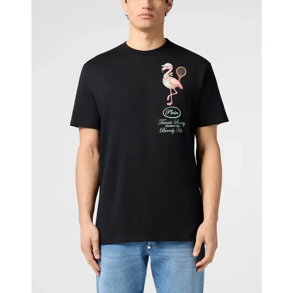 Round Neck T-Shirt Flamingo Tennis Society by PHILIPP PLEIN