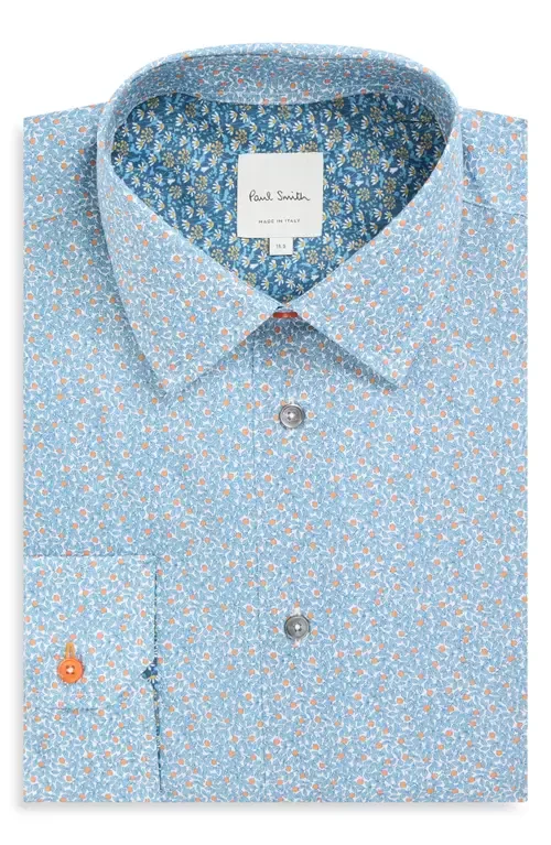 Regular Fit Floral Organic Cotton Dress Shirt by Paul Smith