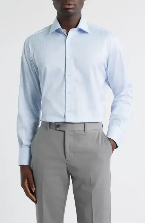 Luxury Modern Fit Micro Stripe Non-Iron Dress Shirt by 1863 by Eterna