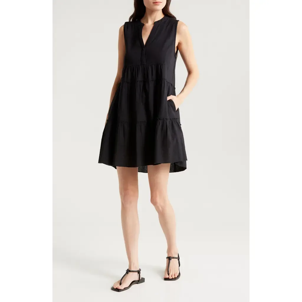 Tiered Cotton Blend Cover-Up Dress by Elan