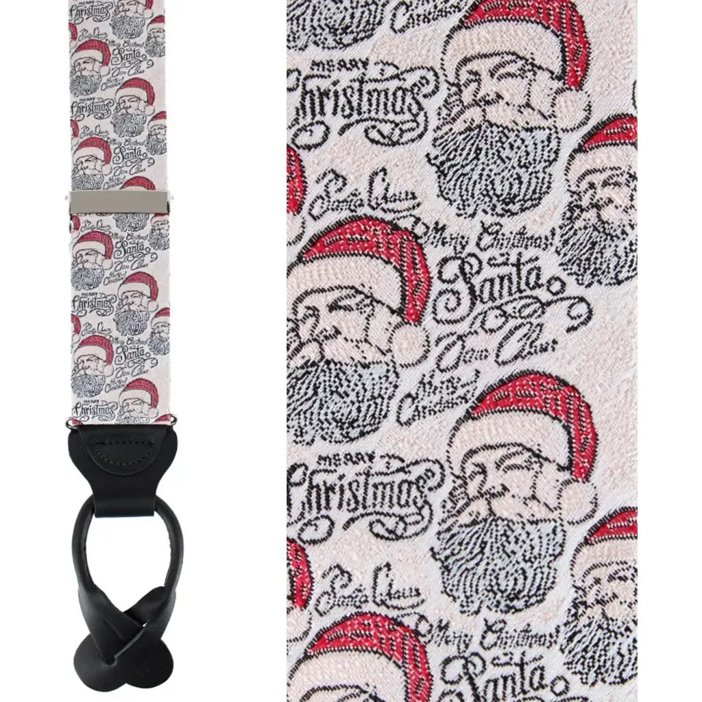 Santa Claus Is Watching Silk Novelty Button End Suspenders by Trafalgar