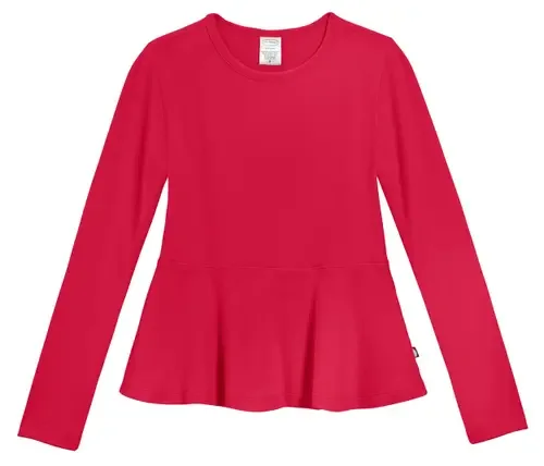 Soft Cotton Long Sleeve Peplum Tee by CITY THREADS