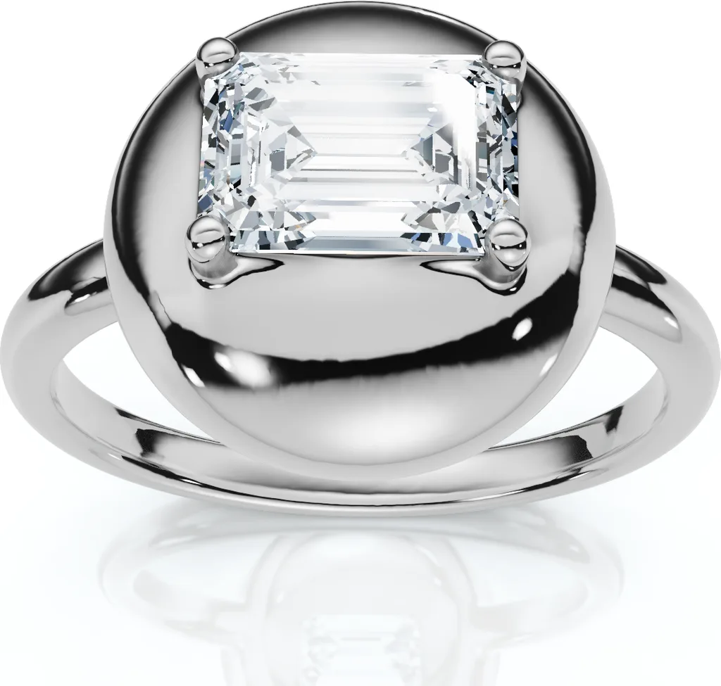 1Ct Emerald Cut Solitaire Candy Button Diamond Ring 14k Gold or Pt Lab Grown by Bliss Diamond