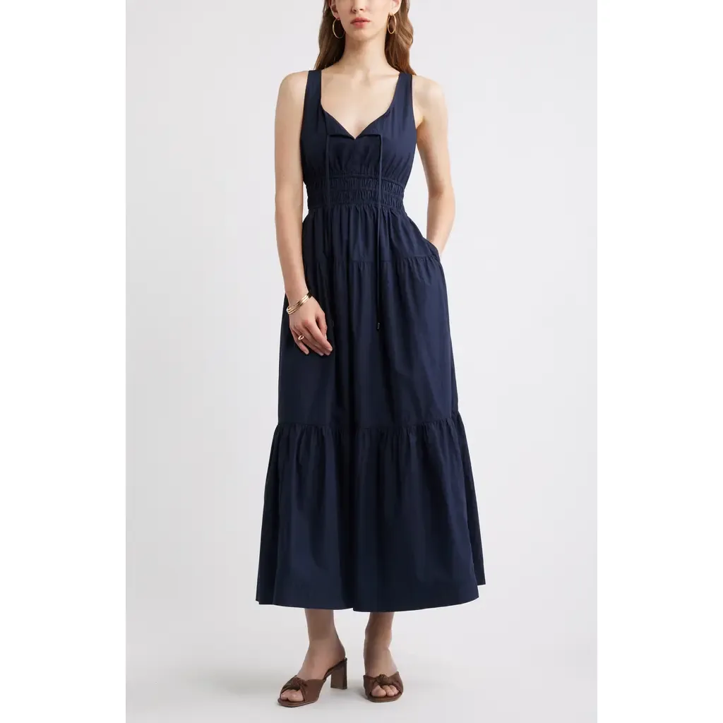 Cotton Poplin Tiered Maxi Sundress by Chelsea28