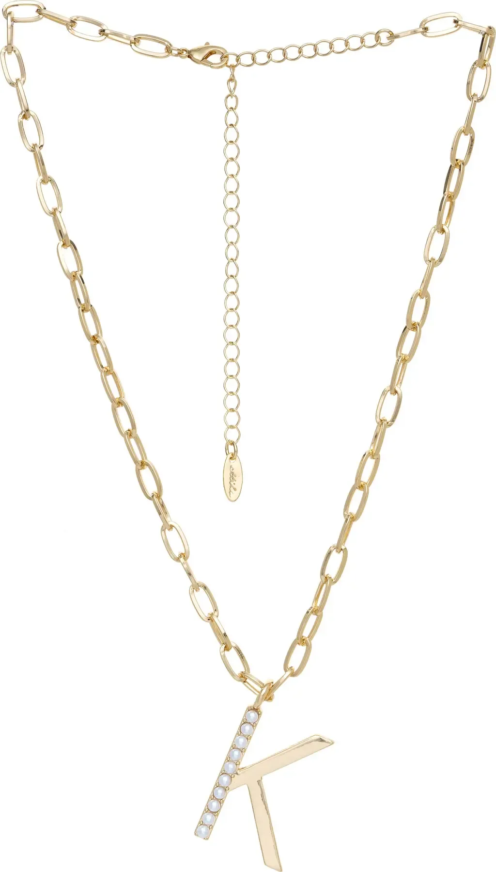 Imitation Pearl Initial Pendant Necklace
