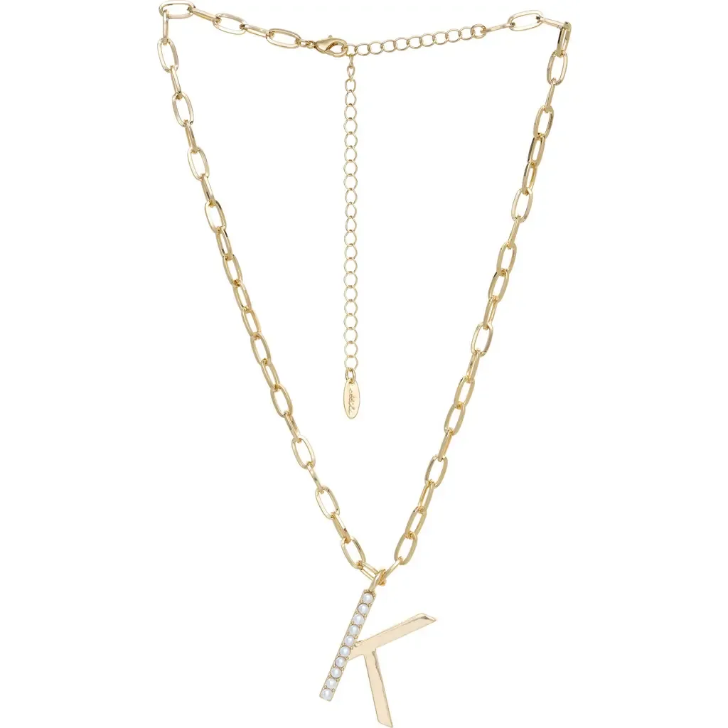 Imitation Pearl Initial Pendant Necklace by Ettika