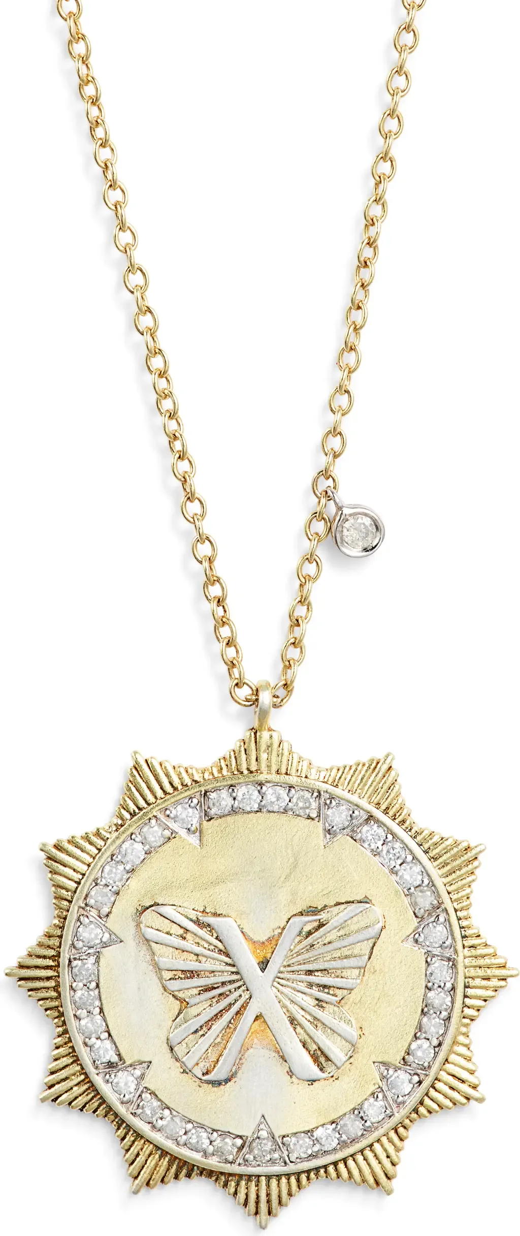 Butterfly Sunburst Pendant Necklace by Meira T