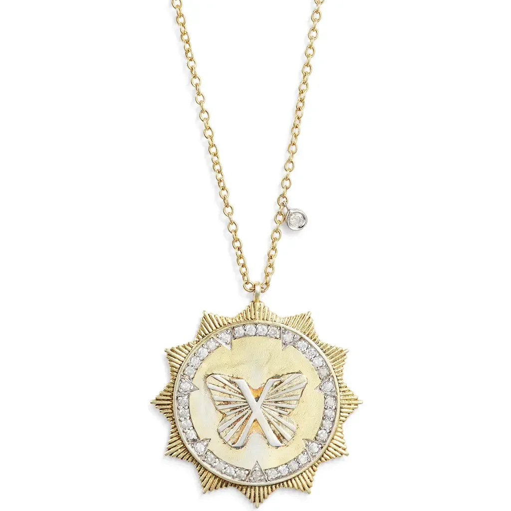 Butterfly Sunburst Pendant Necklace by Meira T