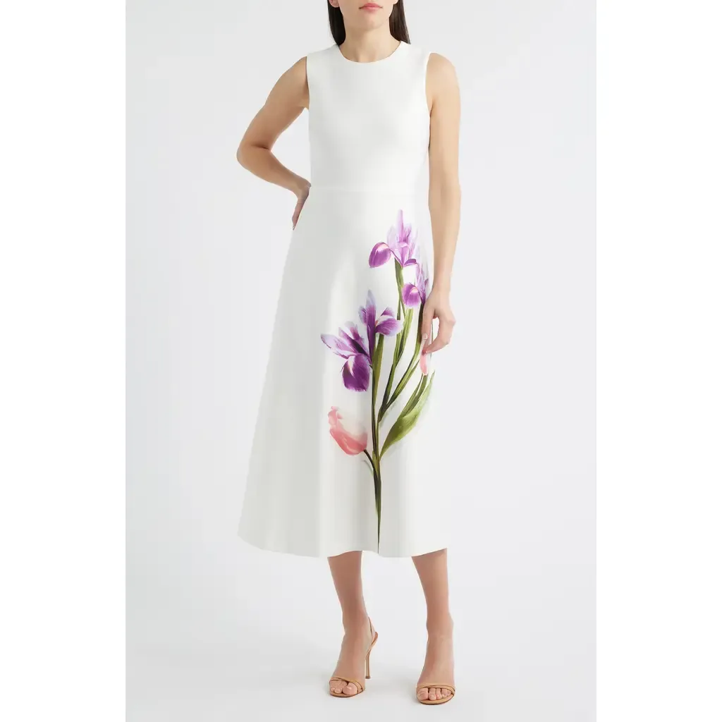 Floral A-Line Midi Dress by Anne Klein
