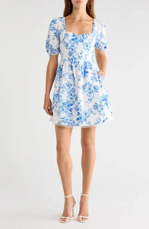 Juba Floral Print Puff Sleeve Dress