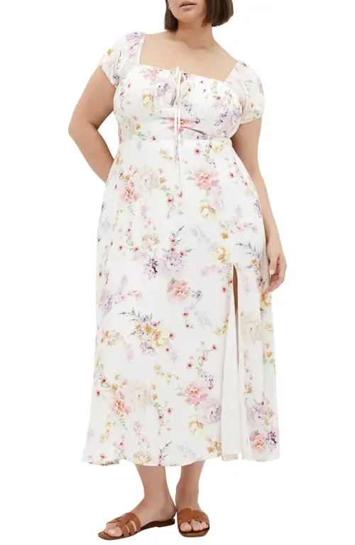 Abbigail Print Puff Sleeve Maxi Dress by City Chic