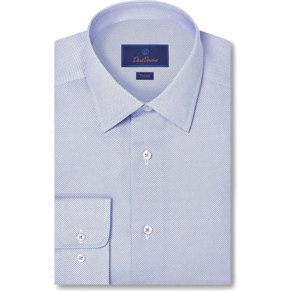 Trim Fit Neat Cotton Dress Shirt by David Donahue