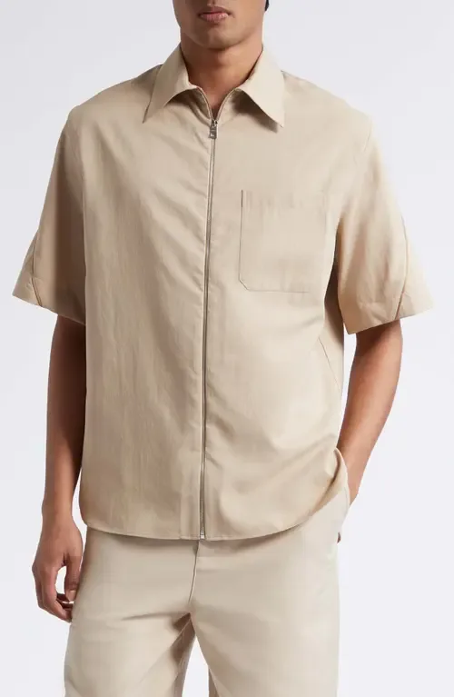 Embroidered Logo Short Sleeve Zip Shirt by Givenchy