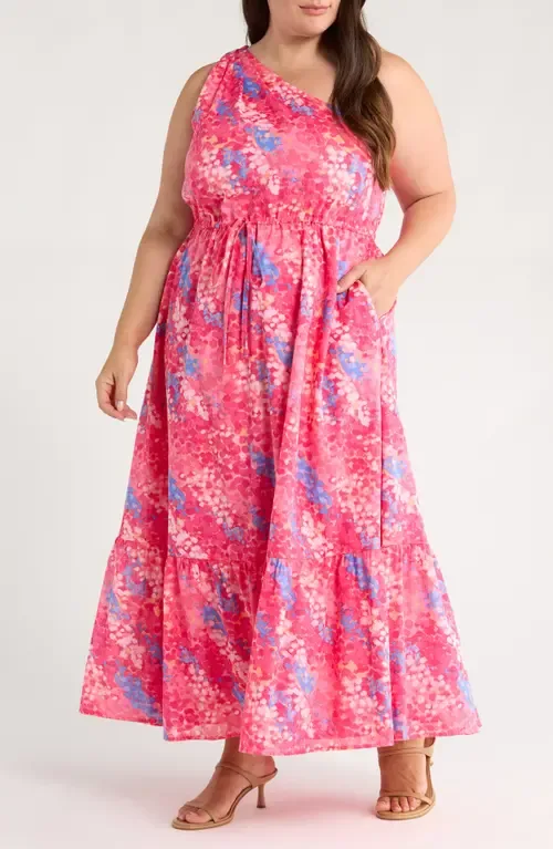 Leah Abstract Elya One-Shoulder Cotton Maxi Dress by SUGARLIPS