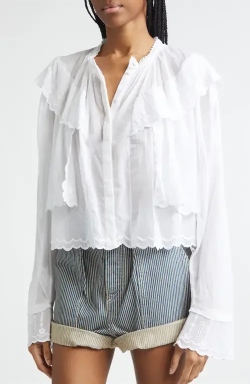 Kelmon Embroidered Eyelet Ruffle Shirt by Isabel Marant Étoile
