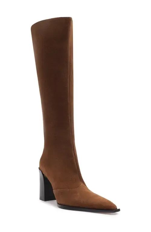 Raffaela Up Block Pointed Toe Knee High Boot by Schutz