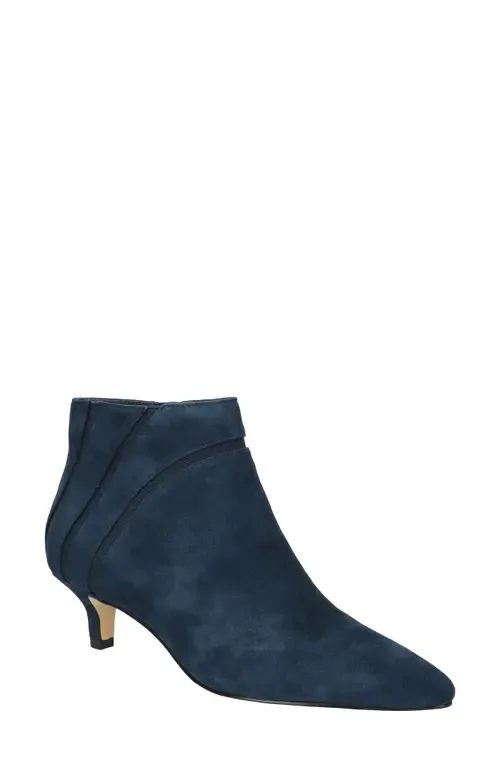 Faraday Pointed Toe Kitten Heel Bootie in Kidsuede Leather by Bella Vita