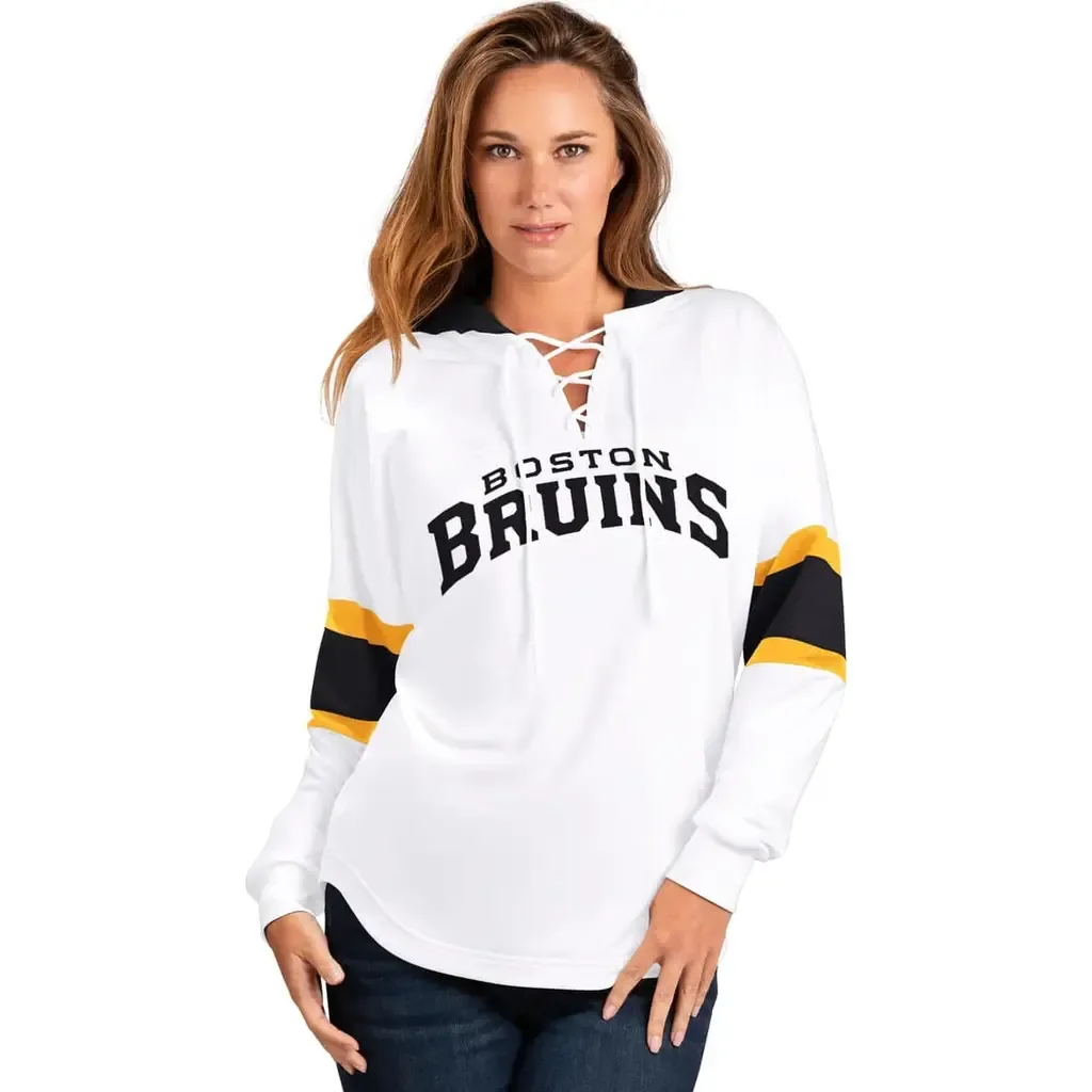 G-III 4Her by Carl Banks Boston Bruins Goal Zone Long Sleeve Lace-Up Hoodie T-Shirt by G-III 4HER BY CARL BANKS