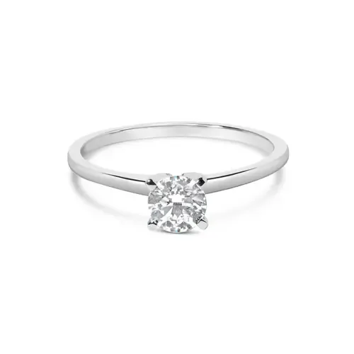 14K White Gold 1/2 Cttw Diamond Solitaire Engagement Ring