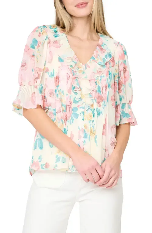Khloe Ruffles Button-Up Shirt by GIBSONLOOK