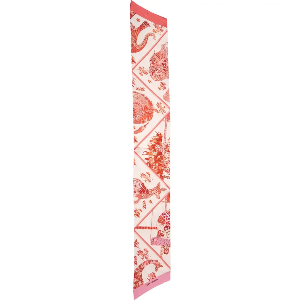 Patchwork Silk Skinny Scarf by FERRAGAMO