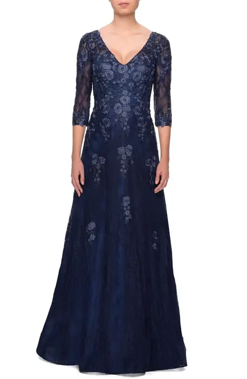 Embroidered Lace Gown by La Femme