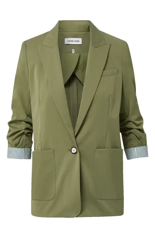 McCallin Ruched Sleeve Cotton Blend Dickey Jacket by Veronica Beard