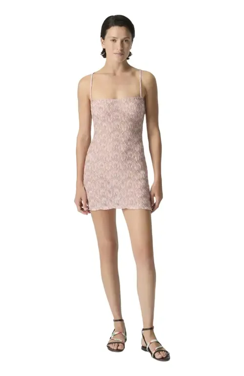 Mini Cover-Up Dress in Lamé Viscose with Foliage Motif by Missoni
