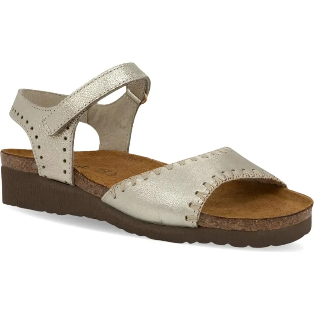 Luna Sandal in Gold Radiant Leather by Naot