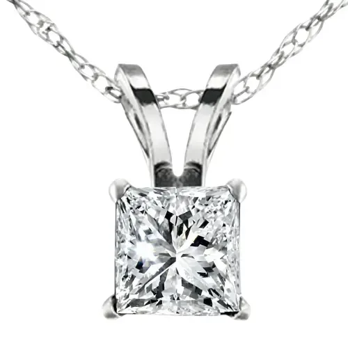 2 1/2Ct Princess Cut Diamond Certified Solitaire Necklace Lab Grown 14k Gold in 14K White Gold by Bliss Diamond
