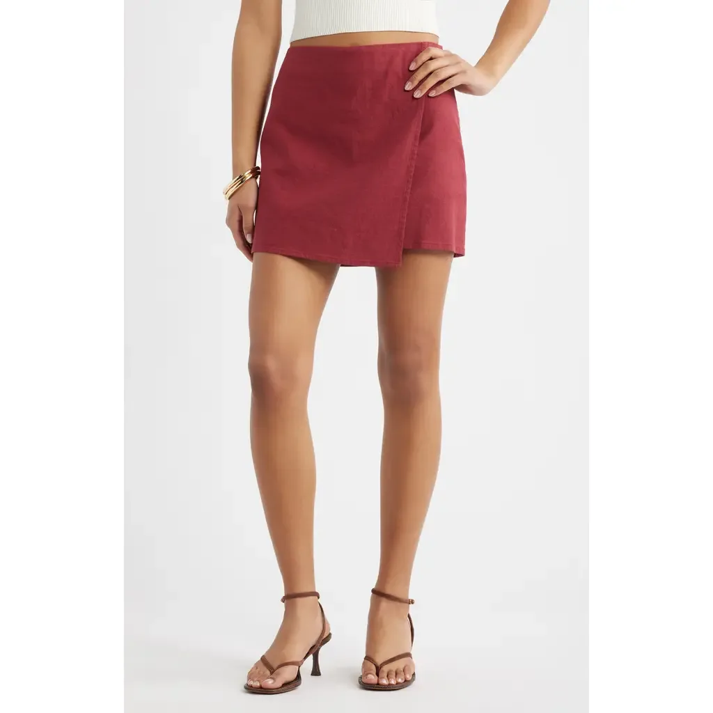 Linen Blend Skirt by Open Edit