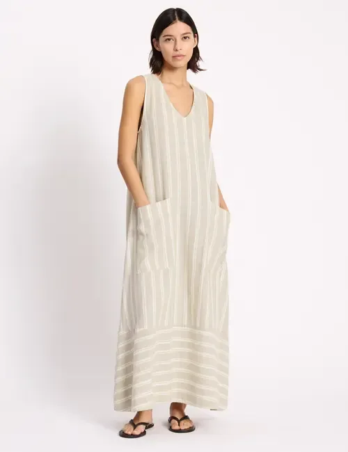 V-Neck Stripe Maxi Dress by Albaray