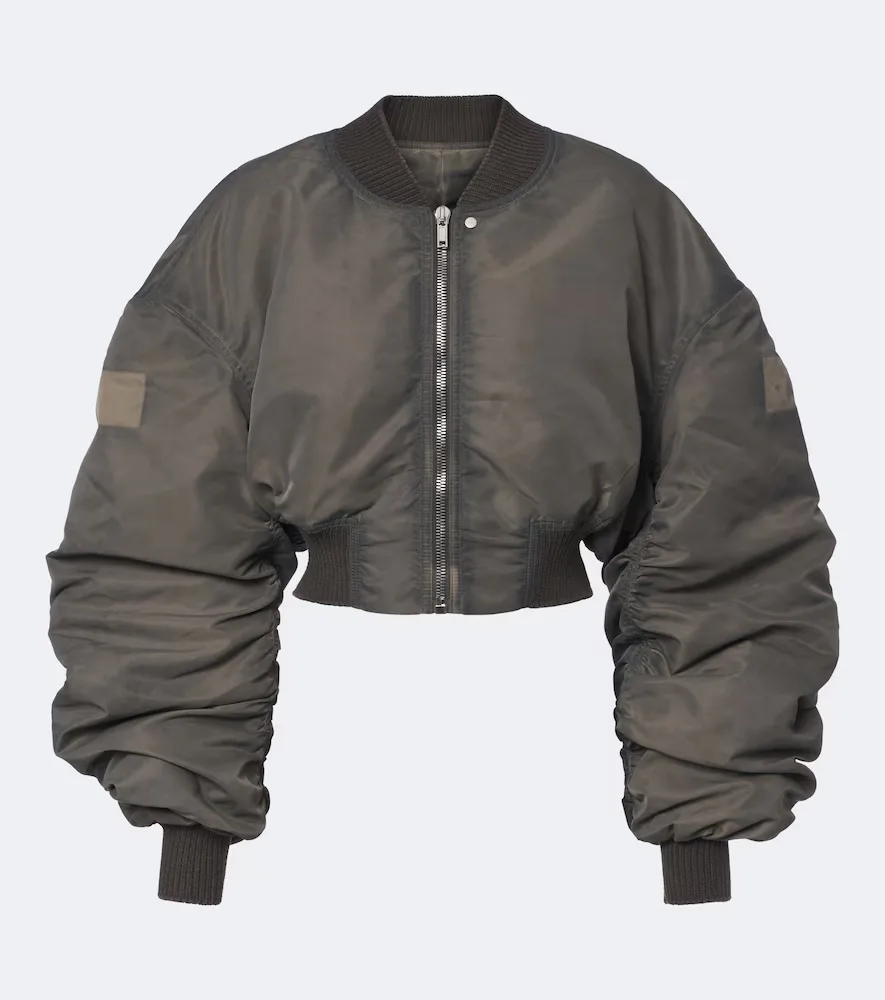 Secchia Cropped Satin Bomber Jacket by Rick Owens