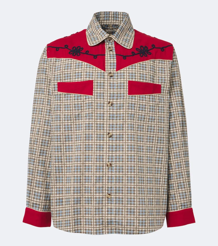 River City Checked Cotton Poplin Western Shirt by Bode