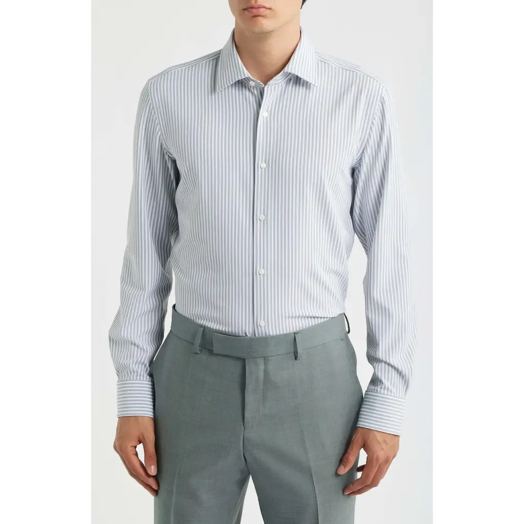 Hank Slim Fit Stripe Stretch Dress Shirt by BOSS