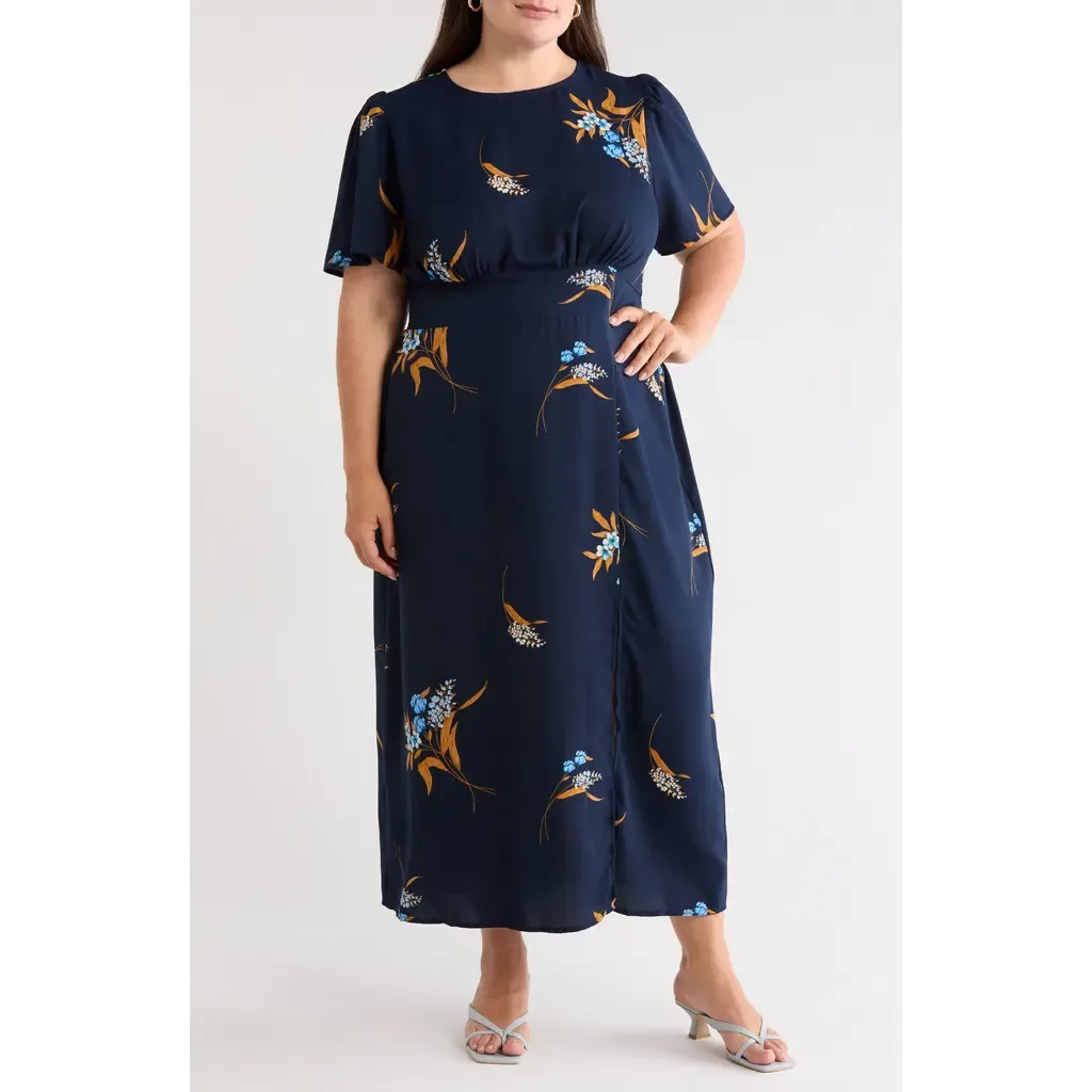 Dusk Bloom Floral Fit & Flare Midi Dress by SUGARLIPS