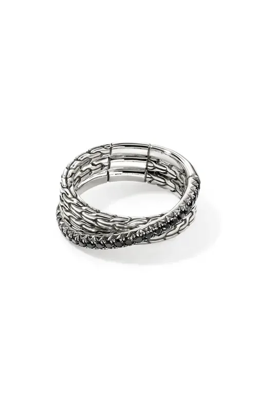 JH Essential Pavé Crossover Ring, Sterling Silver, Gemstones by John Hardy