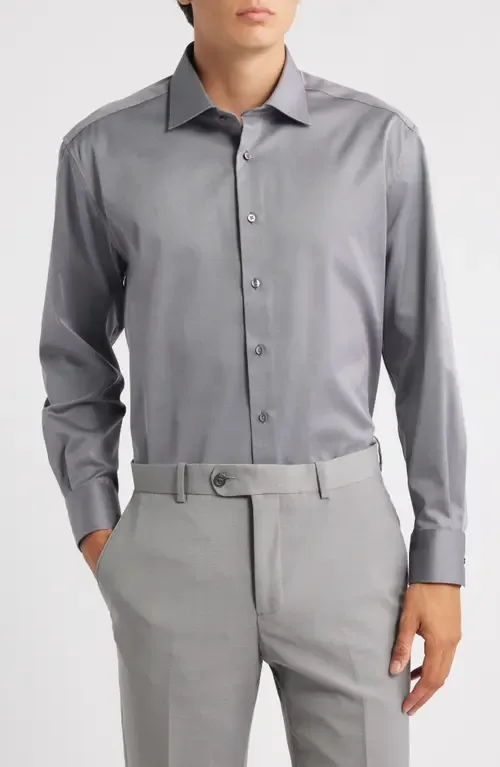 Cover Modern Fit Non-Iron Cotton Cover Shirt - Steel by Eterna