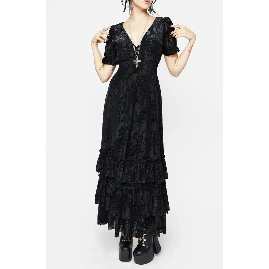 Lilias Devoré Tiered Maxi Dress by Disturbia