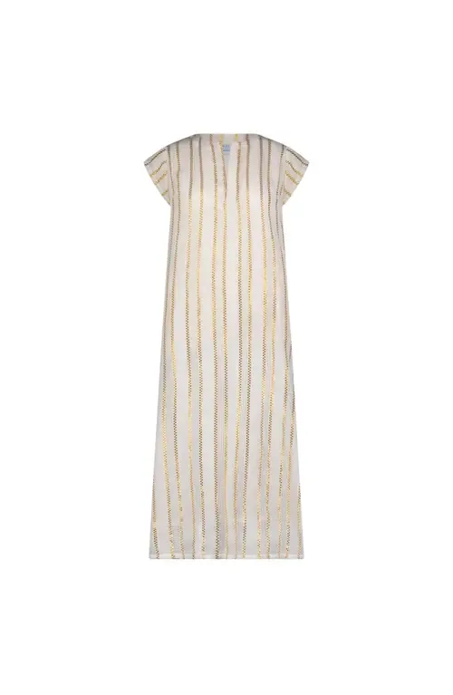 Noa Maxi Caftan Gold Lurex Stripe by Mer St. Barth