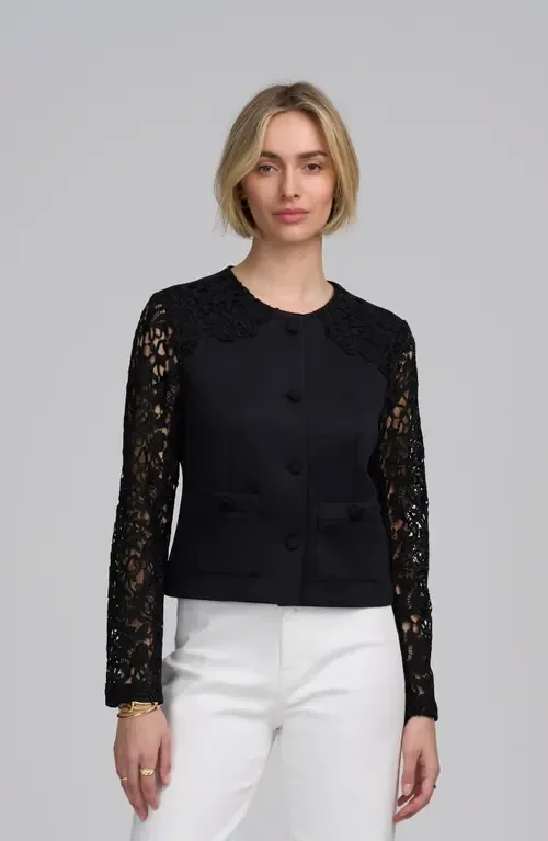 Lace Satin Jacket by ELLE Collection